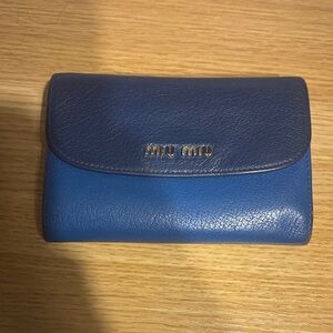 Miu Miu Navy and Cobalt Leather Wallet